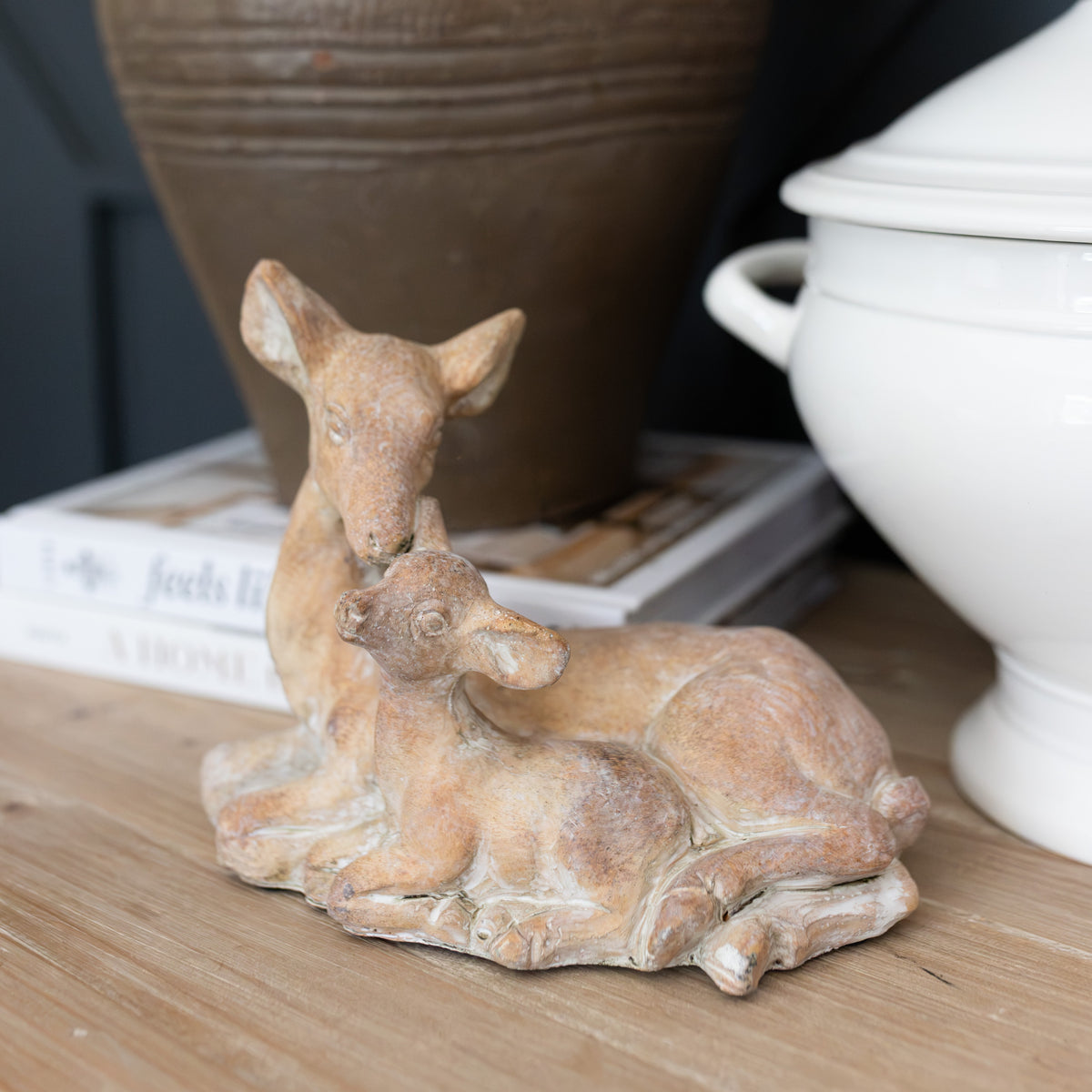 8" Laying Deer and Fawn