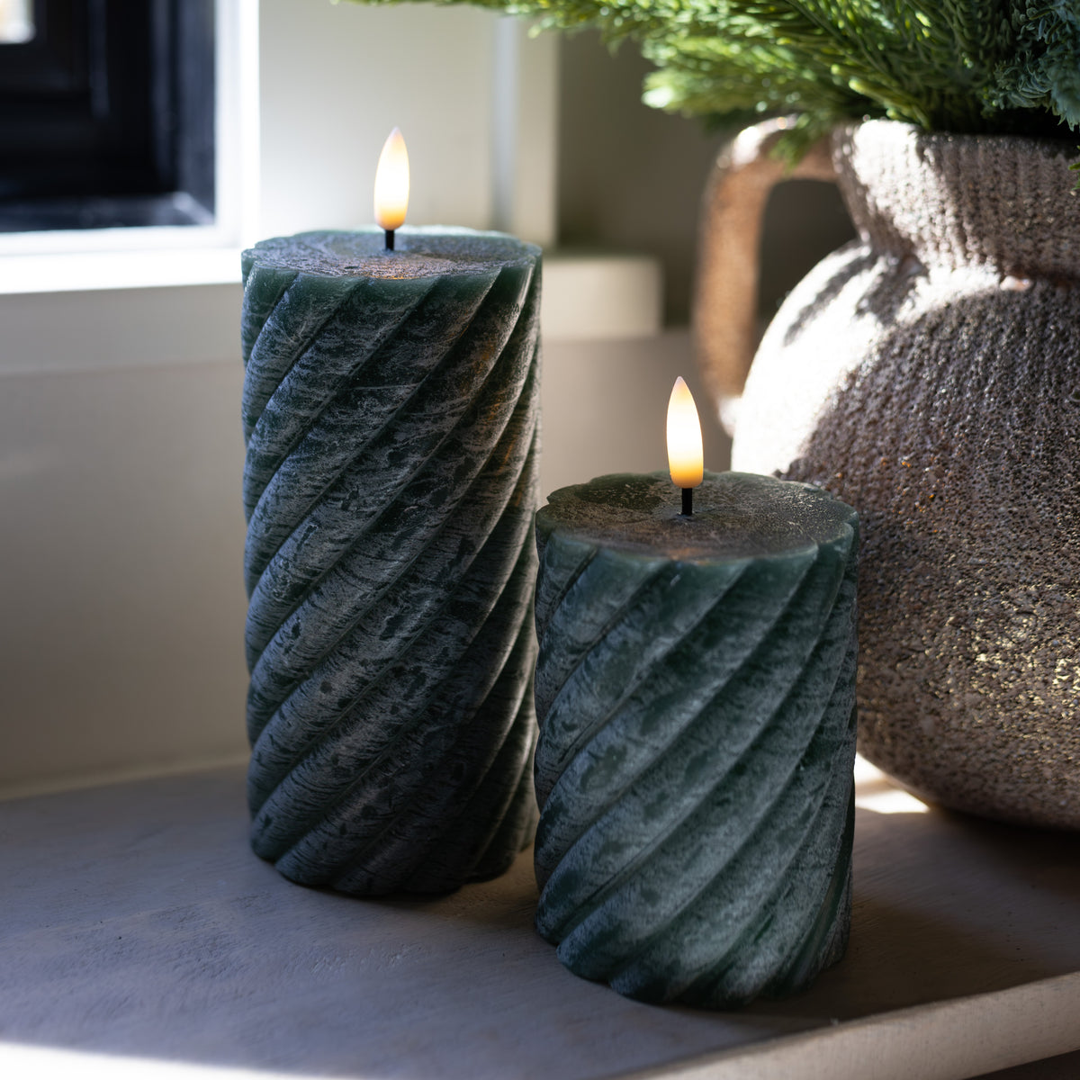Green LED Twist Candles | 2 Sizes