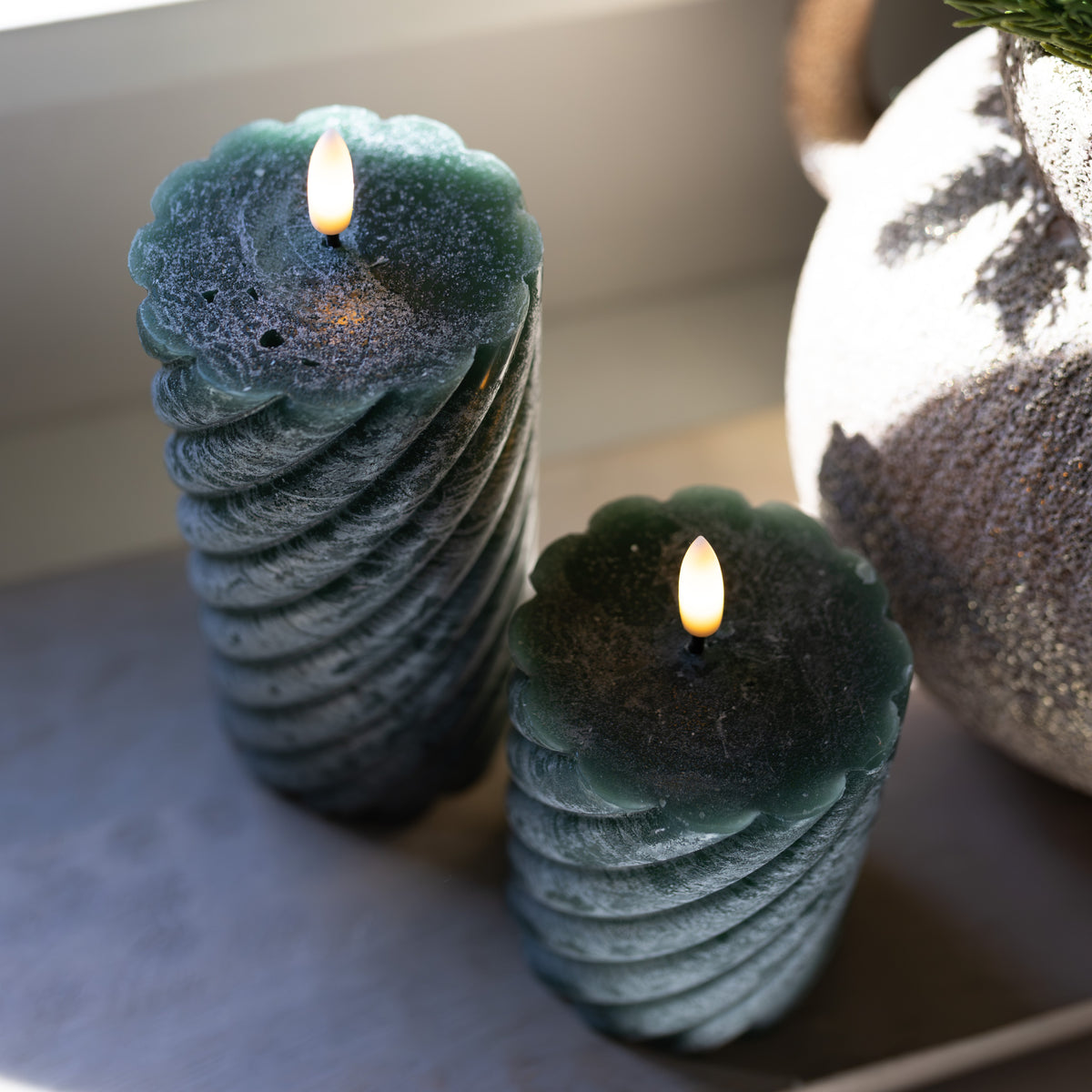 Green LED Twist Candles | 2 Sizes