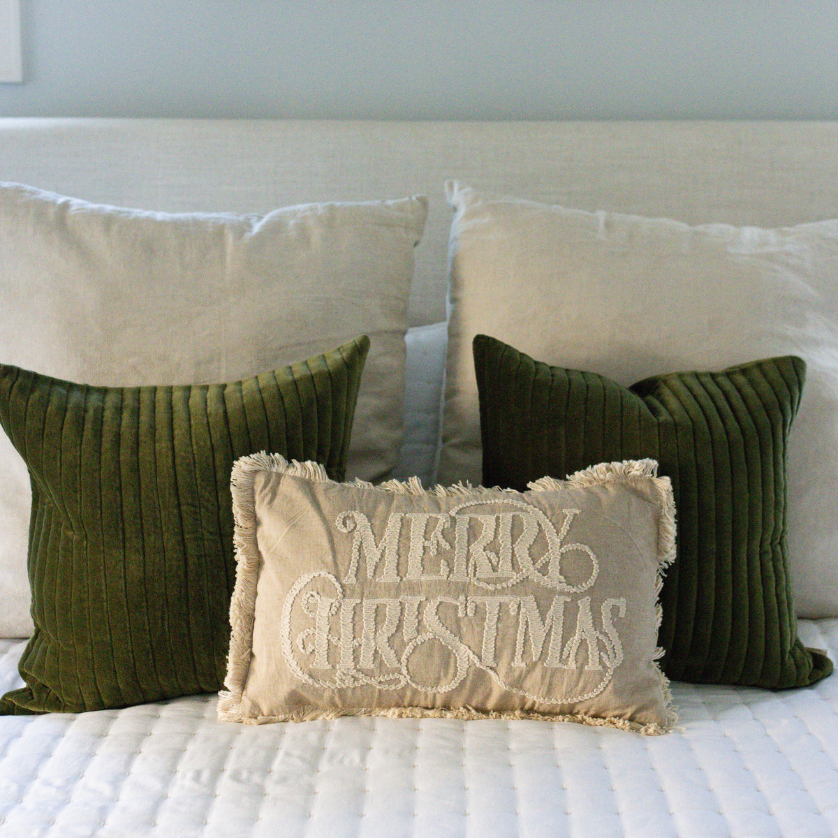 "Merry Christmas" Pillow with Fringe