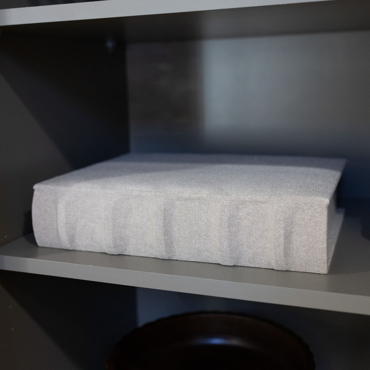 14" Beige Linen Storage Book