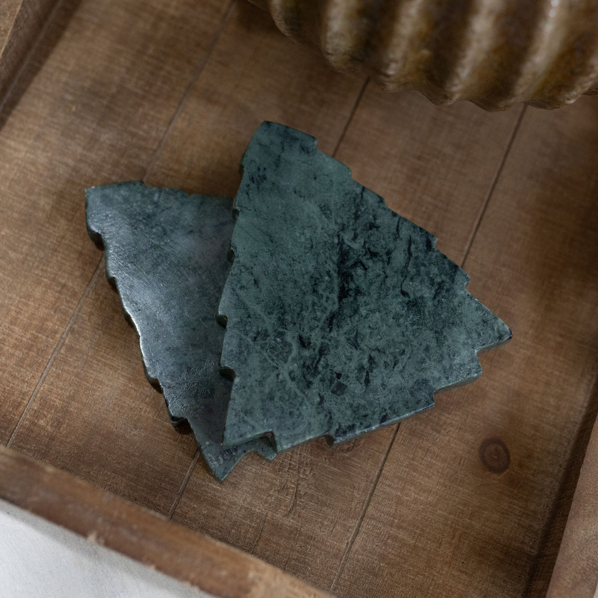 Green Marble Tree Coasters | Set of 4
