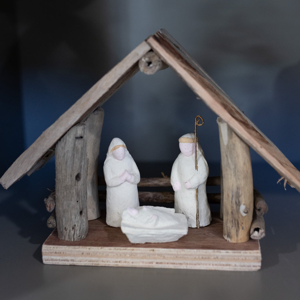 Driftwood Paper Mache Nativity