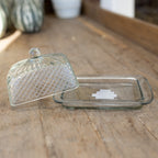 Cut Recycled Glass Butter Dish