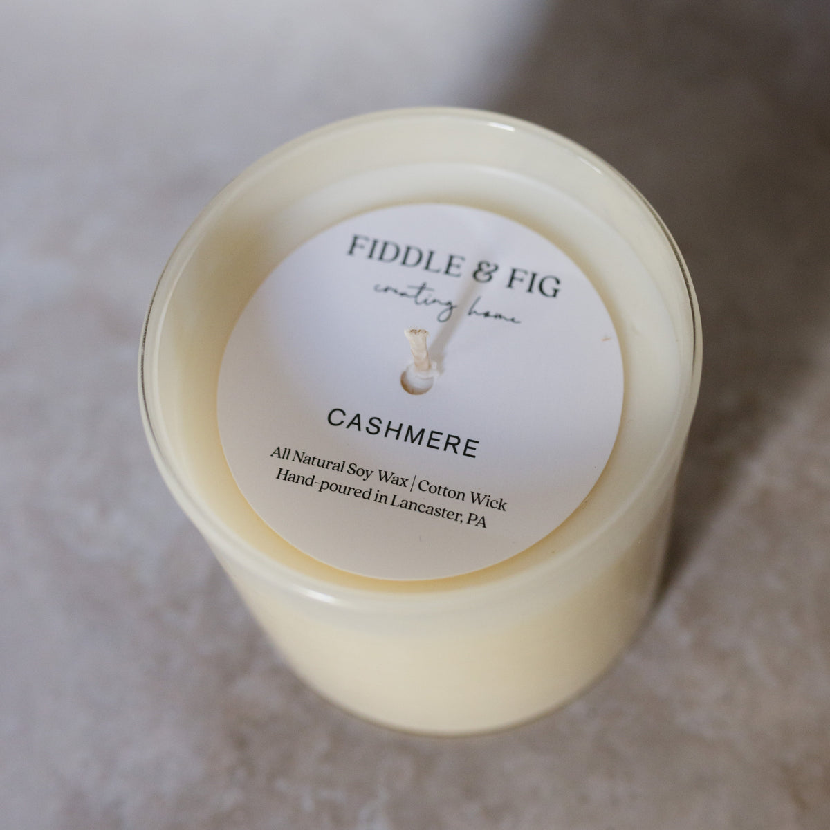 12 oz. Cream Glass Candle | Cashmere