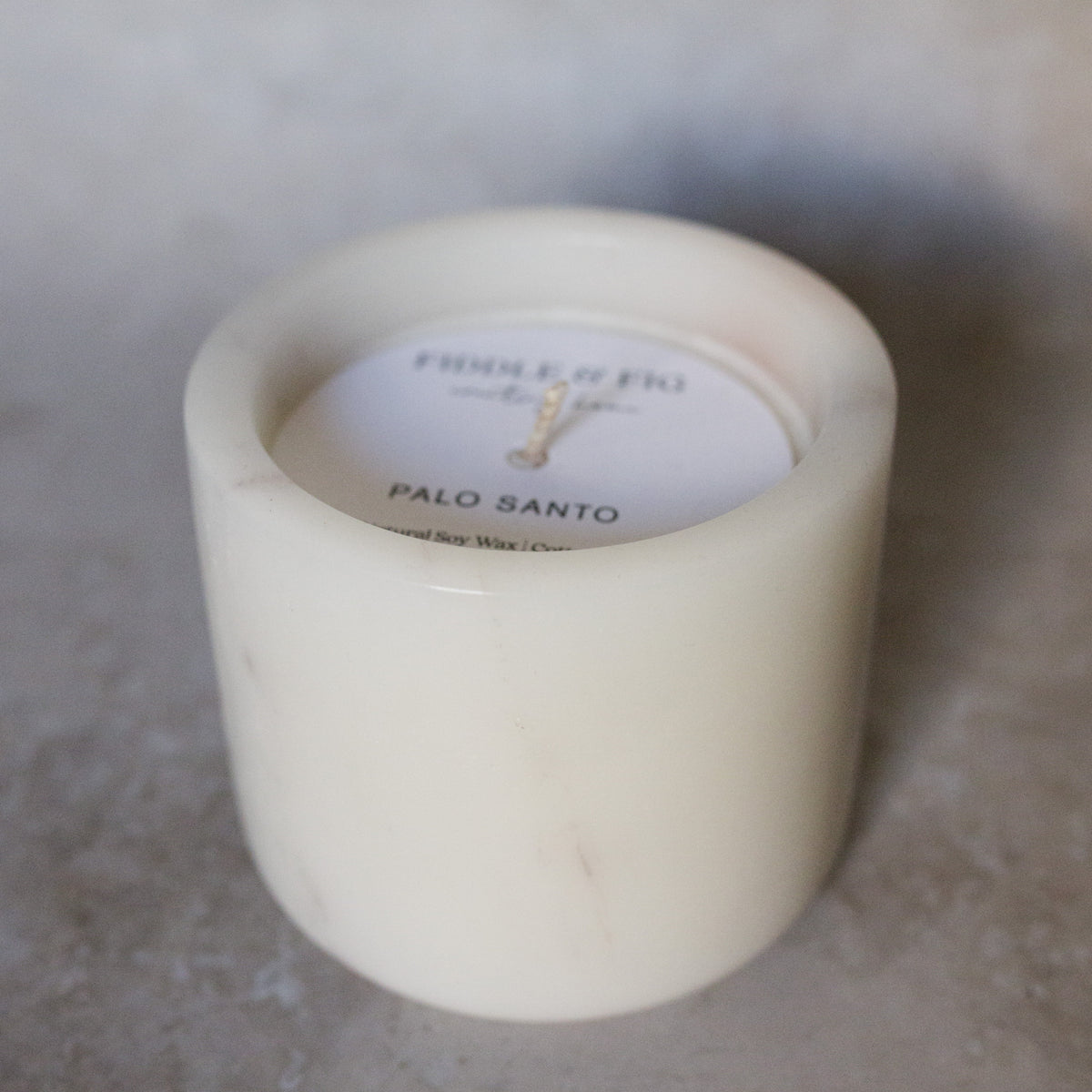 White Marble Candle | Palo Santo