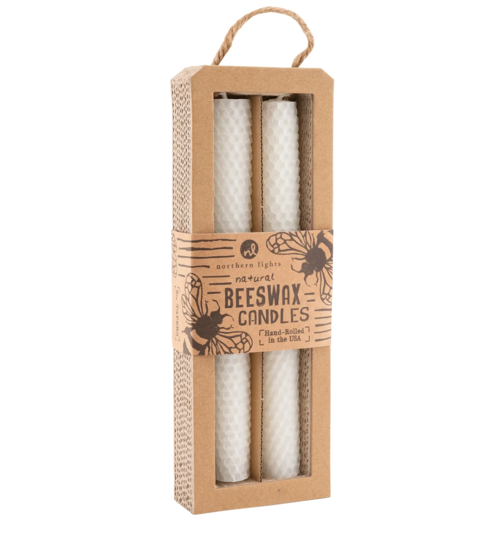 Natural Beeswax Taper Candles | Set of 2