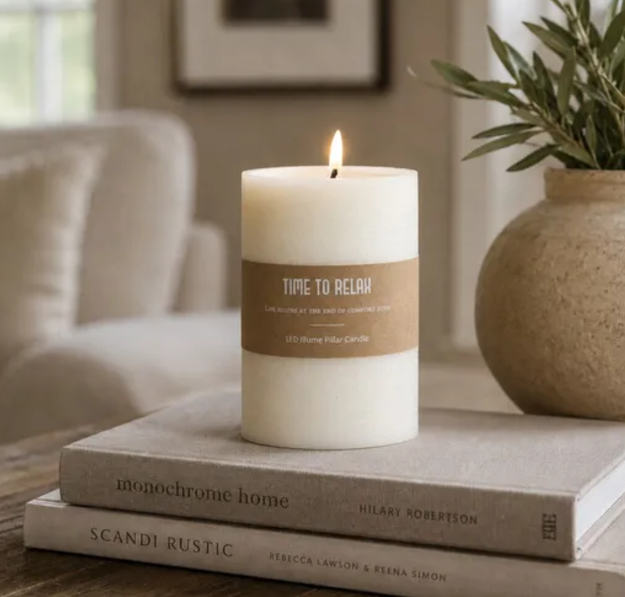 6" LED Pillar Candle | White