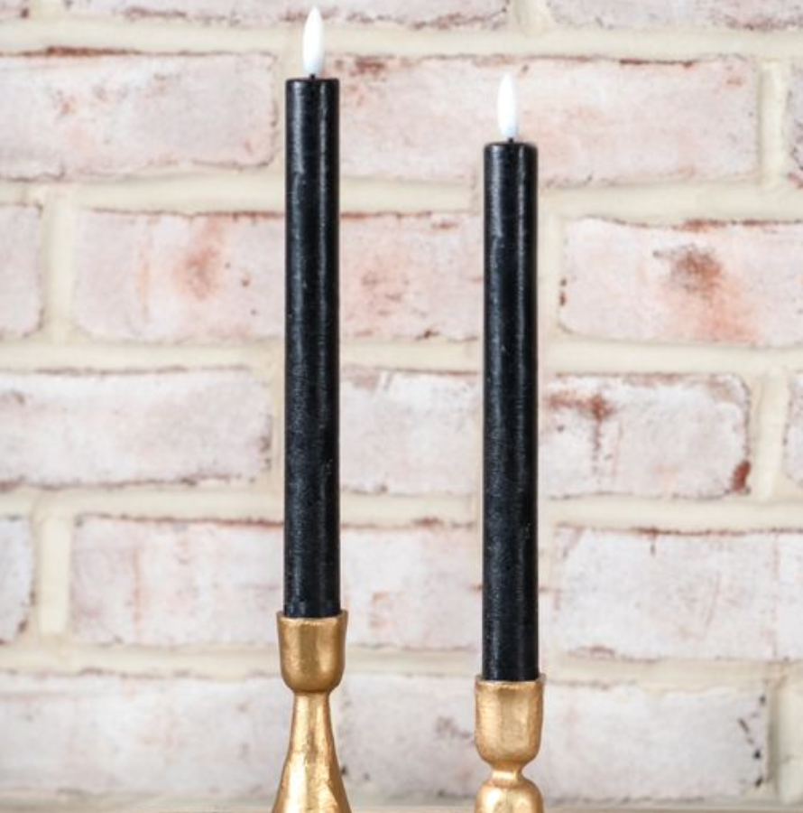 8" LED Black Taper Candle | Set of 2
