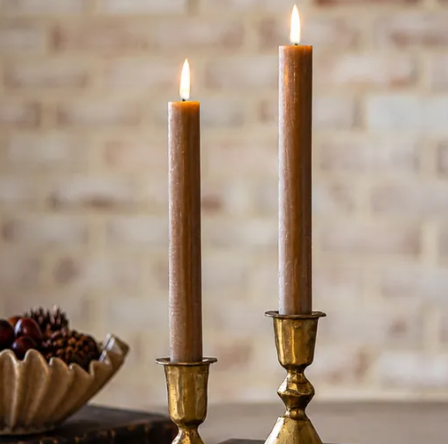 8" LED Caramel Taper | Set of 2