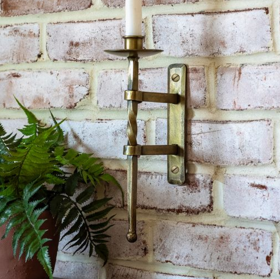 10" Antique Brass Wall Candle Holder