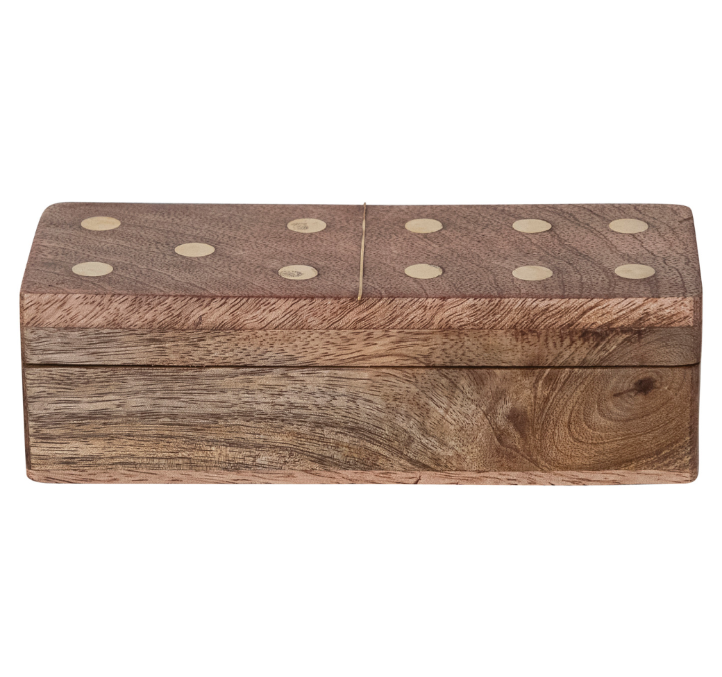 Mango Wood & Brass Domino Set