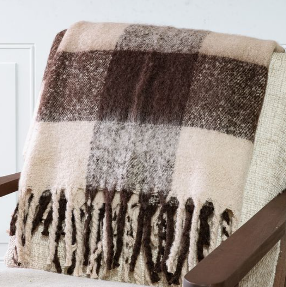 Brown Check Throw