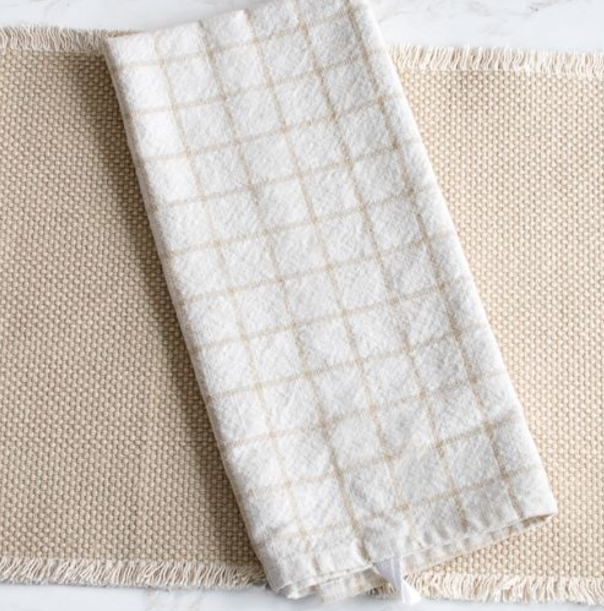 Beige Check Towels | Set of 2