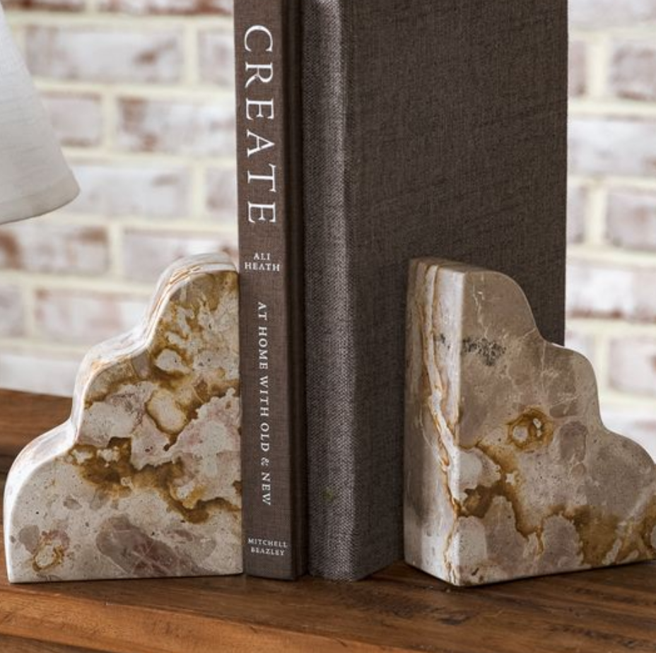 Marble Scalloped Bookends