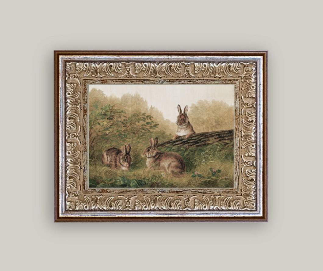 Rabbits on a Log Print | 5" x 7"
